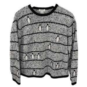 Y2K Cute Penguins Marle Crewneck Sweater - Women's Size L